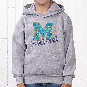 Personalized Kids Sweatshirt for Boys - His Name & Initial - Youth Large (12/14) - Black