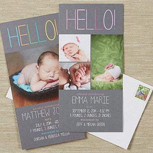 Hello... Photo Baby Announcement - 3 Photo