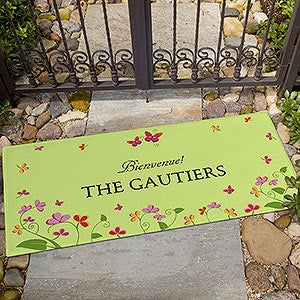 Floral Welcome Personalized Oversized Doormat- 24x48