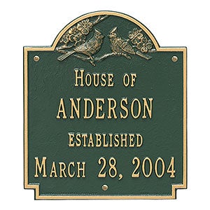 Date Established Personalized Aluminum House Plaque - Green & Gold