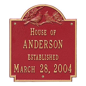 Date Established Personalized Aluminum House Plaque - Red & Gold