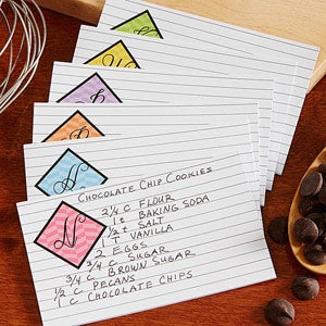 Colorful Monogram 3x5 Personalized Recipe Cards