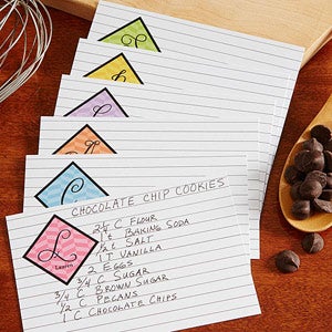 Colorful Monogram 4x6 Personalized Recipe Cards
