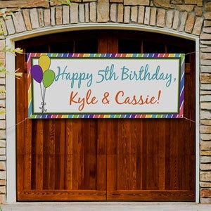 Party Stripe Personalized Birthday Banner