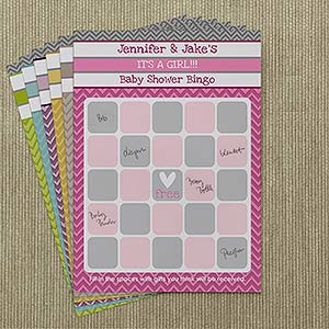 Chevron Baby Shower Personalized Bingo Cards