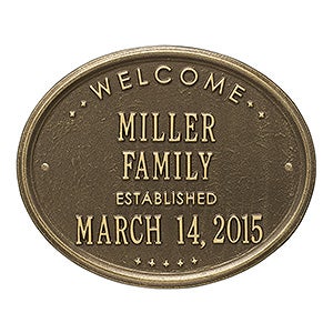 Established Oval Welcome Personalized Aluminum Plaque