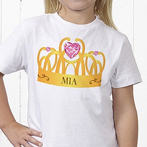Personalized Girls T-Shirts - Princess - Youth Medium (10-12) - Red