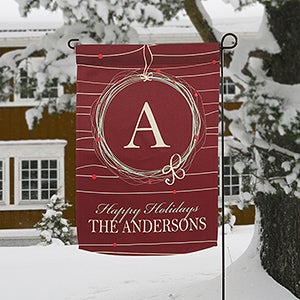 Holiday Wreath Personalized Garden Flag
