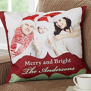 Classic Holiday Personalized 18 Photo Throw Pillow