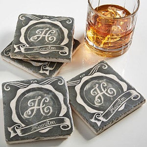 Chalkboard Personalized Tumbled Stone Coaster Set