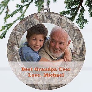 Camouflage Photo Personalized Ornament - 1 Sided Wood