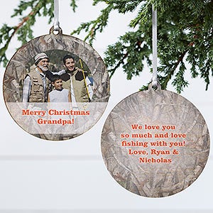 Camouflage Photo Personalized Ornament - 2 Sided Wood