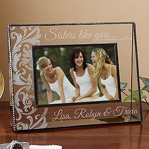 Sisters Like You...Personalized Fleurished Glass Frame