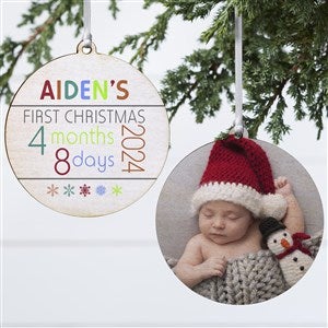 Baby's First Christmas Personalized Wood Photo Ornament