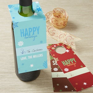 Season's Greetings Personalized Wine Bottle Tags