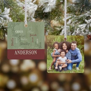 Our Loving Family Personalized Square Photo Ornament- 2.75" Metal - 2 Sided - #13843-2M