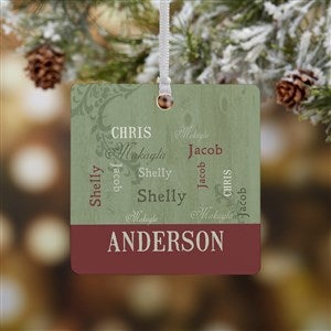 Our Loving Family Personalized Square Photo Ornament- 2.75" Metal - 1 Sided - #13843-1M