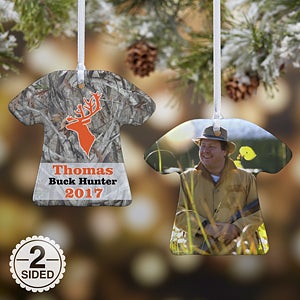 2-Sided Deer Hunter Personalized T-Shirt Ornament