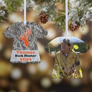 Personalized Christmas Ornaments - Deer Hunter T-Shirt - 2-Sided