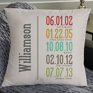 18 Personalized Throw Pillow - Milestone Dates