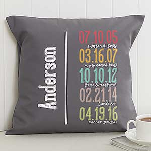 Milestone Dates Family Personalized 14 Throw Pillow