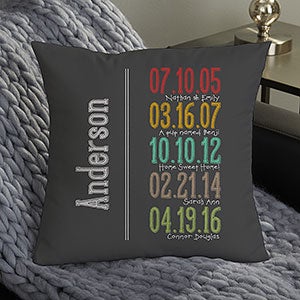 14 Personalized Throw Pillow - Milestone Dates