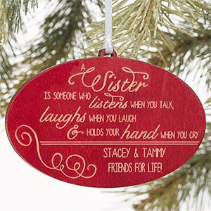 Special Sister Red Wood Ornament