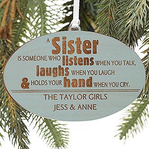 Special Sister Blue Wood Ornament