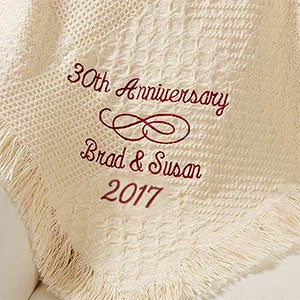 Happy Anniversary Embroidered Afghan
