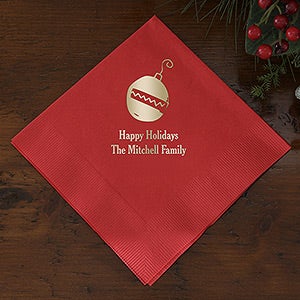 Happy Holidays Personalized Napkins - Luncheon Size