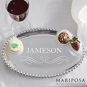 Mariposa String of Pearls Personalized Oval Tray