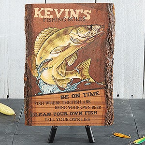 Fishing Rules Basswood Plank Sign