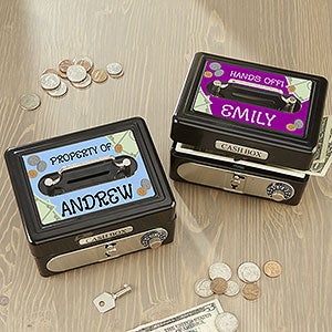 Personalized Kids Cash Box Safe - Black