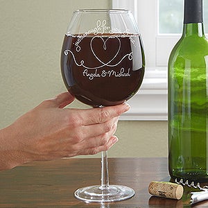 Wine For Two Personalized Whole Bottle Oversized Wine Glass