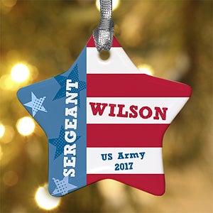 1-Sided All American Military Personalized Ornament