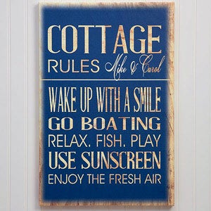 Beach House Rules 20x30 Personalized Canvas Print