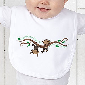 Two Little Monkeys Personalized Infant Bib