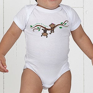 Two Little Monkeys Personalized Baby Bodysuit