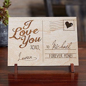 Sending Love Personalized Whitewashed Wood Postcard