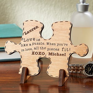 Perfect Match Personalized Natural Wood Puzzle Piece