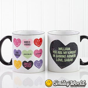 Personalized Smiley Face Coffee Mugs   Loving Hearts   Black Handle