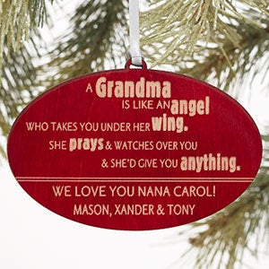 Wonderful Grandma Red Wood Ornament