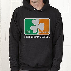 Personalized Hooded Sweatshirts - Irish Drinking League - Adult Medium - Black