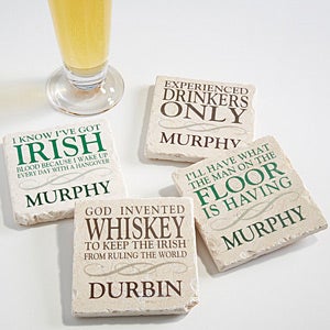 Irish Quotes Personalized Tumbled Stone Coaster Set