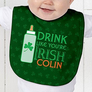 Personalized St Patrick's Day Baby Bibs - Drink Like You're Irish