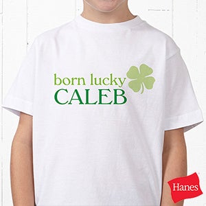 Born Lucky Personalized Hanes® Youth T-Shirt