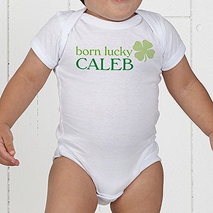 Born Lucky Personalized Baby Bodysuit
