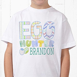Personalized Kids Easter T-Shirts - Egg Hunter - Youth Medium (10-12) - Royal Blue