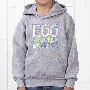 Personalized Kids Sweatshirts - Easter Egg Hunter - Youth Medium (8/10) - Grey