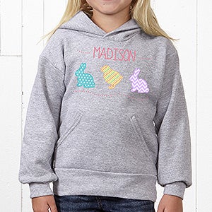 Personalized Easter Sweatshirts - Hip Hop Bunny & Chick - Youth Medium (8/10) - Grey